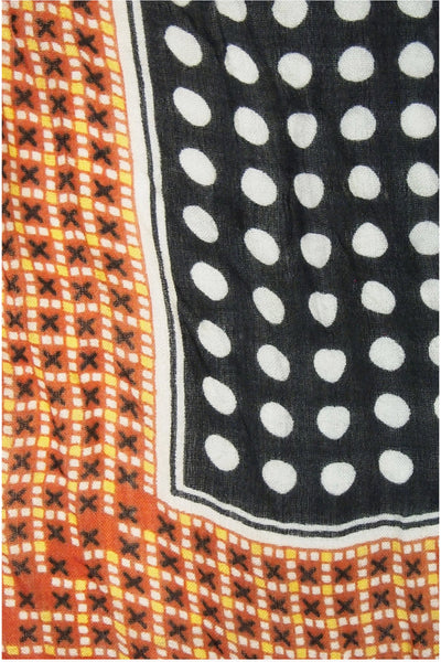 Spun Scarves Luxury Scarf Brown XO Print Wool Blend Scarf