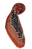 Spun Scarves Luxury Scarf Brown XO Print Wool Blend Scarf