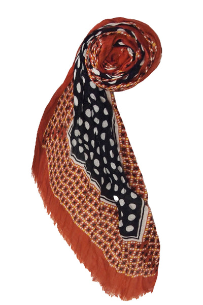 Spun Scarves Luxury Scarf Brown XO Print Wool Blend Scarf