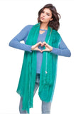 Spun Scarves Luxury Scarf Contrast Border / Aqua Contrast Border Modal Rayon Wrap Scarf