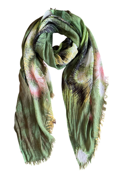 Spun Scarves Luxury Scarf Emerald Startburst Print Wool Scarf