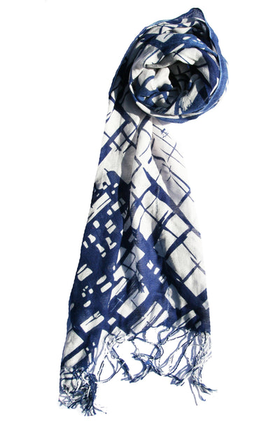 Spun Scarves Luxury Scarf Geometric Print Scarf/Wrap / Navy Geometric Print Wrap/Scarf