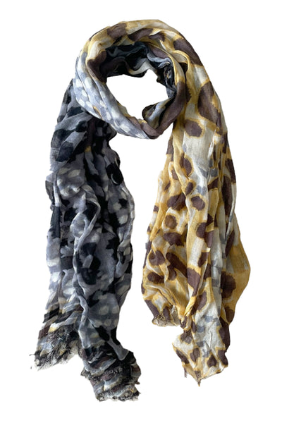 Spun Scarves Luxury Scarf Grey Animal Print Wool Scarf