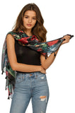 Spun Scarves Luxury Scarf Hibiscus Garden Print Wrap Sarong Scarf