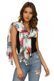 Spun Scarves Luxury Scarf Hibiscus Garden Print Wrap Sarong Scarf