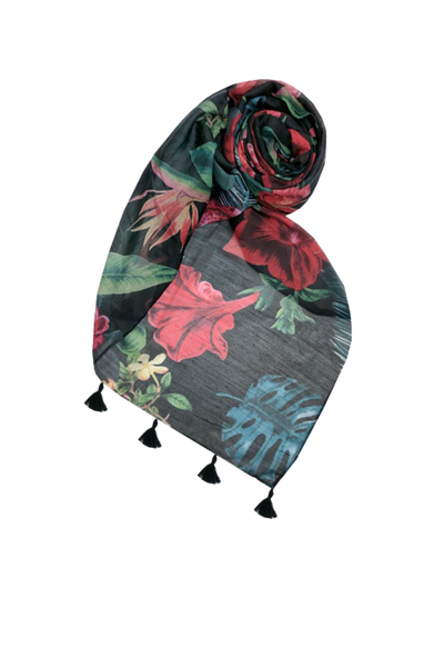 spun-scarves-luxury-scarf-hibiscus-garden-scarf-black-hibiscus-garden-scarf-