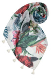 Spun Scarves Luxury Scarf Hibiscus Garden Scarf / White Hibiscus Garden Scarf