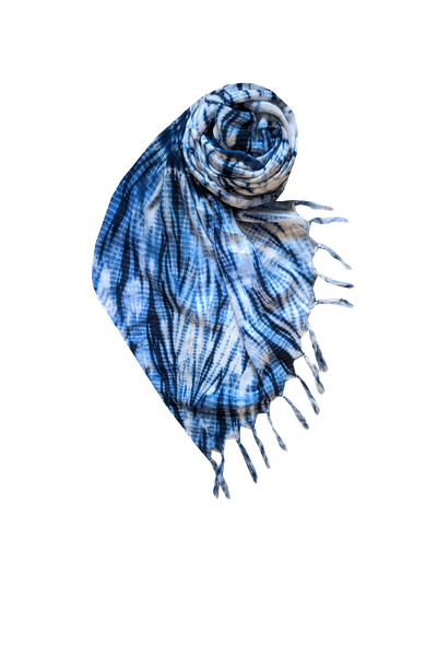 Indigo Diamond Tassel Tie Dye Sarong Wrap Scarf