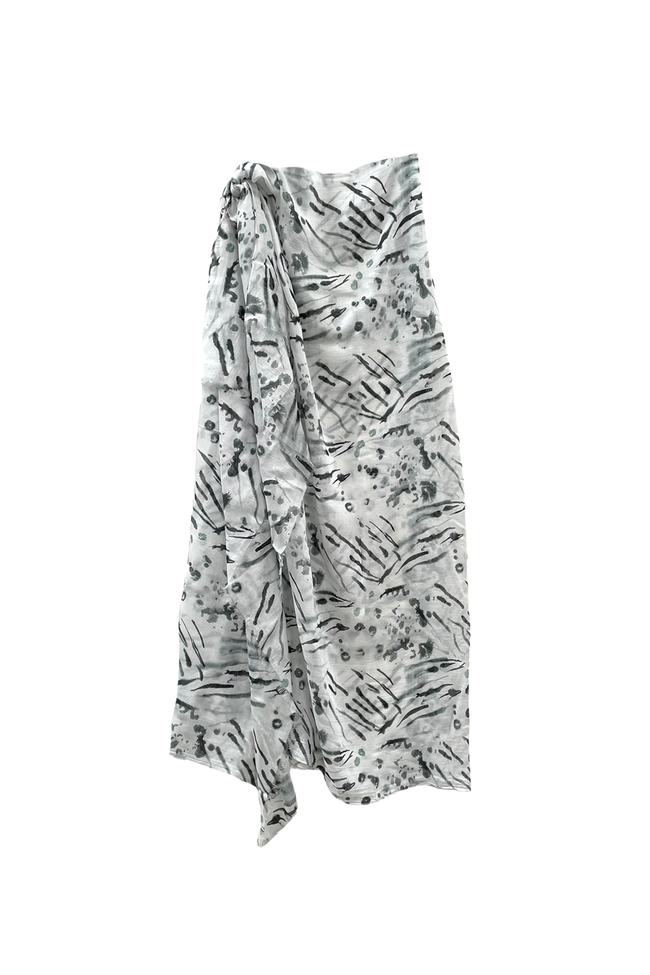 Spun Scarves Luxury Scarf Inked Spots & Stripes Sarong/Scarf in Black Inked Spots & Stripes Sarong Wrap Scarf
