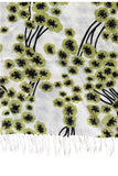 Spun Scarves Luxury Scarf Kiwi Kiwi Blossom Print Wool Scarf