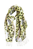 Spun Scarves Luxury Scarf Kiwi Kiwi Blossom Print Wool Scarf
