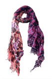Spun Scarves Luxury Scarf Maroon Animal Print Wool Scarf