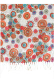 Spun Scarves Luxury Scarf Orange Flower Shower Print Wool Scarf