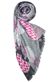 Spun Scarves Luxury Scarf Patchwork Print Scarf/Wrap / Pink Patchwork Print Wrap/Scarf