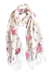 Spun Scarves Luxury Scarf Pink Romantic Rose Print Wool Scarf