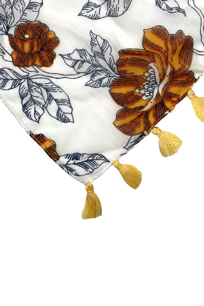 Spun Scarves Luxury Scarf Resurgence Scarf in Multi Resurgence Golden Floal Print Wrap Sarong Scarf