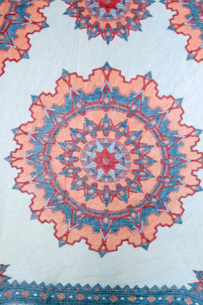 Spun Scarves Luxury Scarf Spirit Medallion Scarf / Blue Spirit Medallion Print Wrap/Scarf