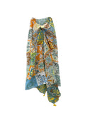 Spun Scarves Luxury Scarf Sunrise Mosaic Scarf in Green Sunrise Mosaic Print Luxury Scarf Sarong Wrap
