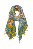 Spun Scarves Luxury Scarf Sunrise Mosaic Scarf in Green Sunrise Mosaic Print Luxury Scarf Sarong Wrap