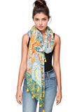 Spun Scarves Luxury Scarf Sunrise Mosaic Scarf in Green Sunrise Mosaic Print Scarf Wrap