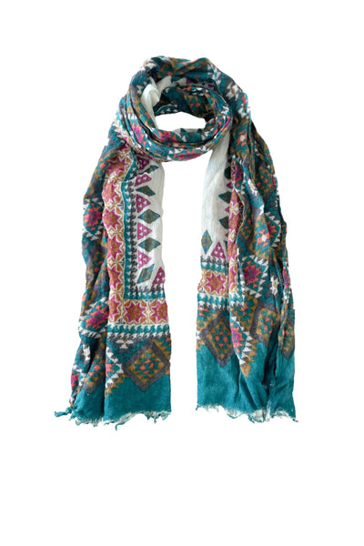 Guatemala Multi Color Quilt Print Wool Scarf