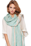 Spun Scarves Luxury Scarf Tidal Wave Scarf in Aqua Novelty Textured Tidal Wave Scarf Wrap
