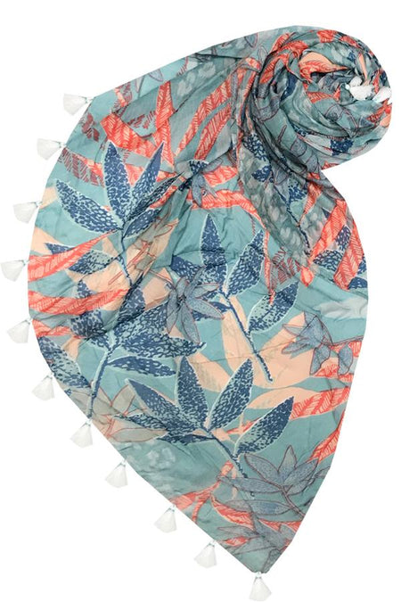 Orchid Scroll Printed Scarf in Grey