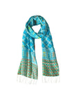 Spun Scarves Luxury Scarf Turq Bali Blanket Print Wool Scarf