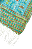Spun Scarves Luxury Scarf Turq Bali Blanket Print Wool Scarf