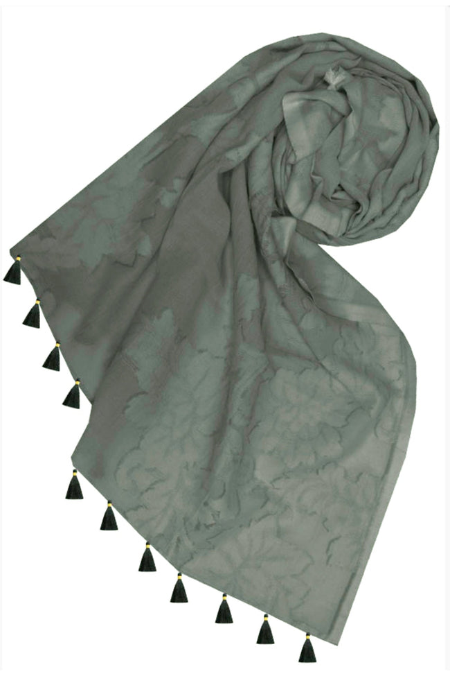 Spun Scarves Luxury Scarf Twilight Scarf / Charcoal Twilight Scarf in Jacquard Fabric Charcoal