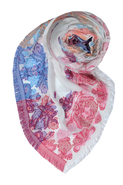 Spun Scarves Luxury Scarf Whole Lotta Love Jacquard Wrap / White Whole Lotta Love Jacquard Fabric Scarf Wrap