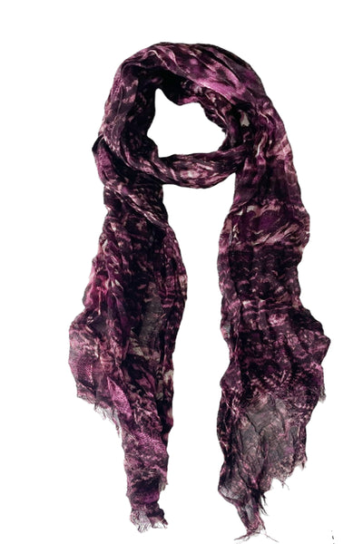 Spun Scarves Luxury Scarf Wine Lace Stamp Print Wool Scarf