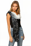 Spun Scarves Luxury Scarf Woven Shine Scarf in Black Woven Shine Textured Dip Dye Wrap Scarf