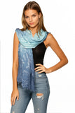 Spun Scarves Luxury Scarf Woven Shine Scarf in Blue Woven Shine Woven Jacquard  Sarong Wrap in Blue