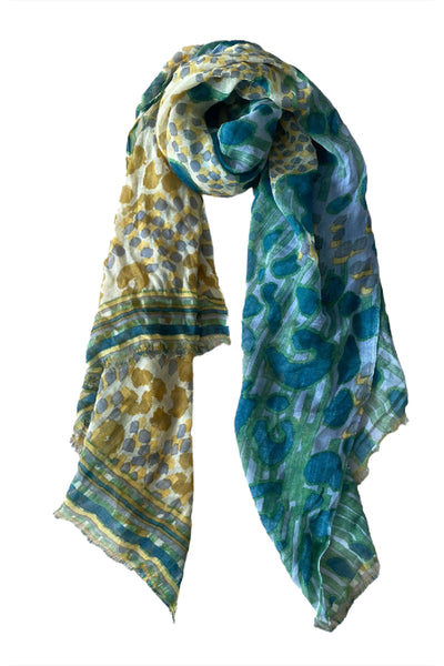Spun Scarves Luxury Scarf Yellow Animal Print Wool Scarf
