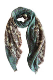 Spun Scarves Luxury Scarf Yellow Leopard Damask Print Wool Scarf