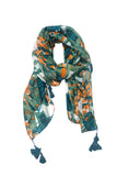 Spun Scarves Sarong Asian Garden / Jade Asian Garden Coral Green Print Scarf Wrap Sarong