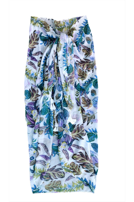 Night Flowers Print Scarf, Wrap and Sarong in Navy