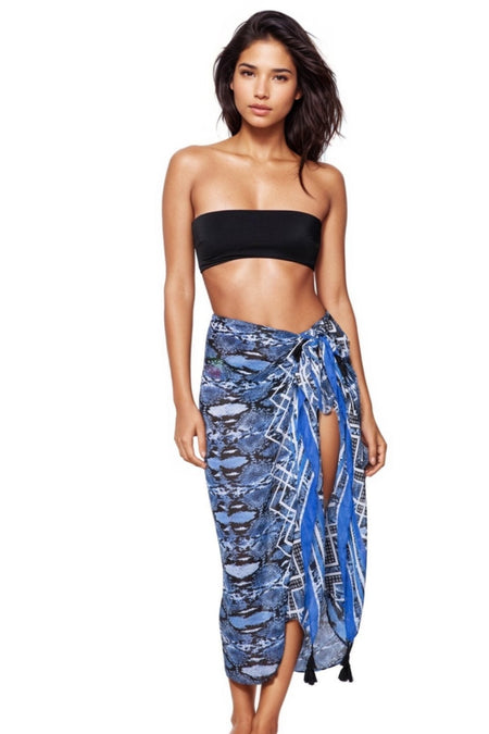 Braided Sarong Multi Wear Coverup in Monstera Pop print