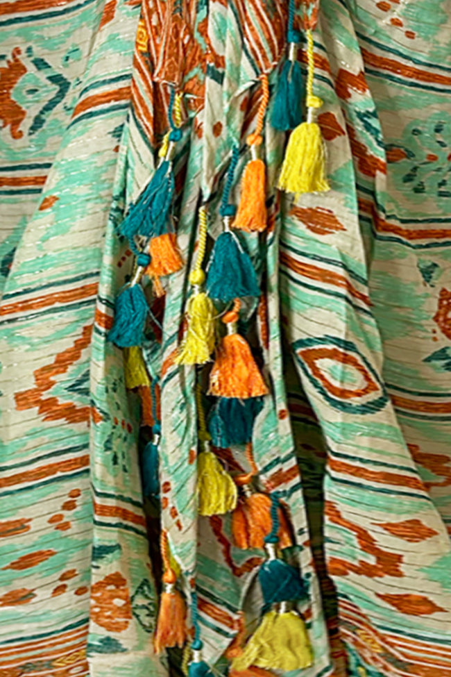 Spun Scarves sarong Block Artistry / green Block Artistry Luxury Green Print Cotton Lurex Sarong or Scarf Wrap