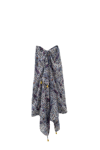 Spun Scarves Sarong Blue Paisley Print / Multi Blue Paisley Print Scarf Wrap Sarong