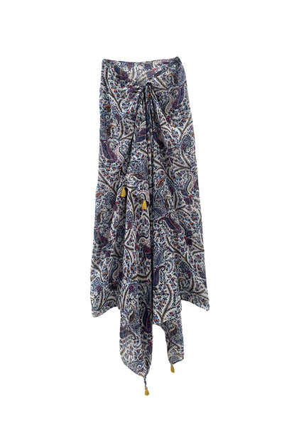 Spun Scarves Sarong Blue Paisley Print / Navy Blue Paisley Print Scarf Wrap Sarong