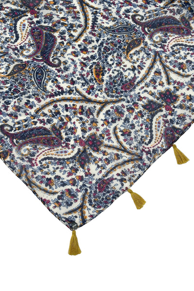 Spun Scarves Sarong Blue Paisley Print / Navy Blue Paisley Print Scarf Wrap Sarong