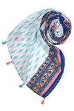 Spun Scarves Sarong Bohemian Story Print / Ocean Bohemian Story Print Scarf Wrap Sarong