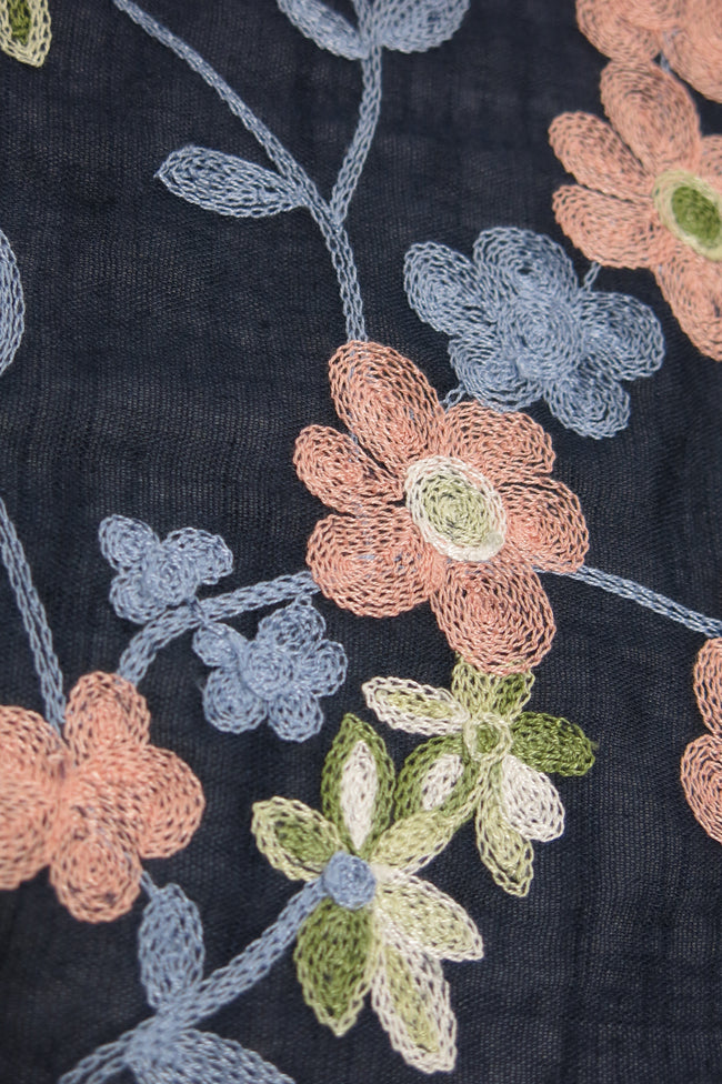 Spun Scarves Sarong Daisy Chain Embroidered Scarf Wrap Sarong