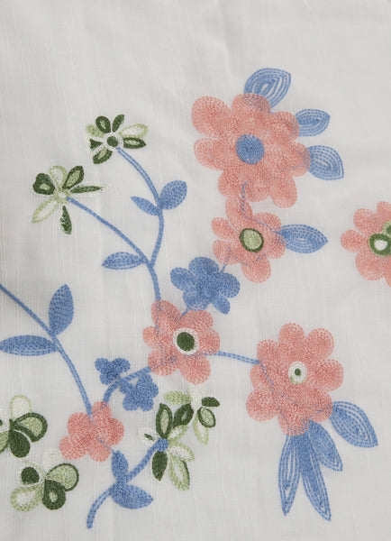 Spun Scarves Sarong Daisy Chain / White Daisy Chain Embroidered Scarf Wrap Sarong