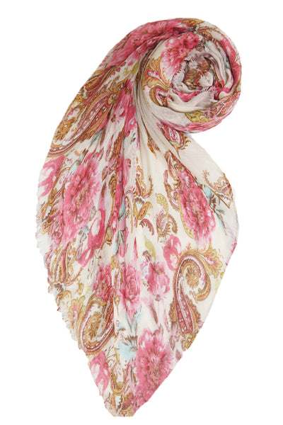Spun Scarves Sarong Dancing Paisley - Ivory Dancing Paisley Sarong Wrap Scarf