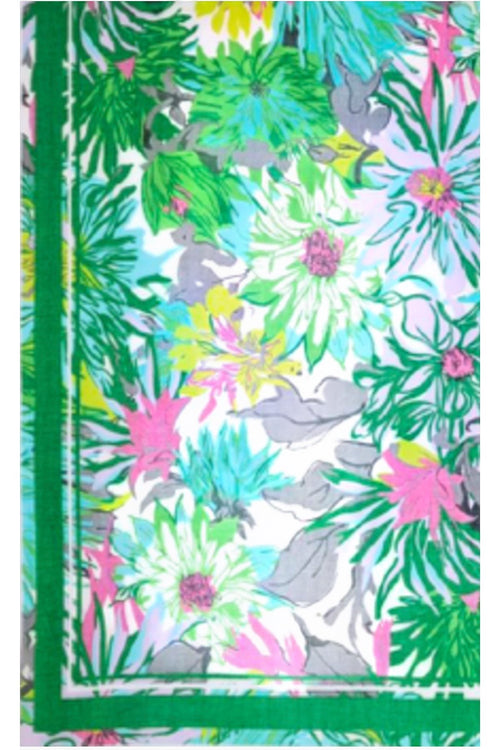 Spun Scarves Sarong Floral Festival / Green Floral Festival Print Scarf Wrap Sarong