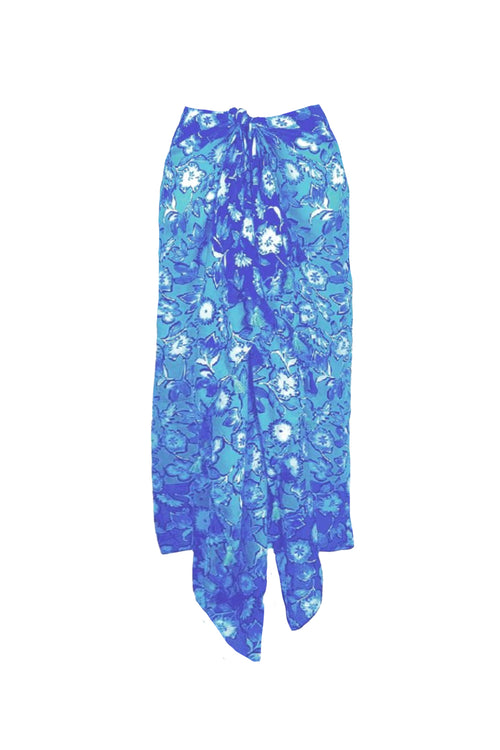 Spun Scarves Sarong Floral Nomad / Blue Floral Nomad Print Scarf Wrap Sarong