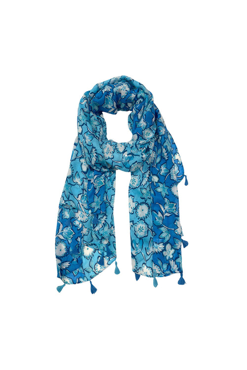 Spun Scarves Sarong Floral Nomad / Blue Floral Nomad Print Scarf Wrap Sarong